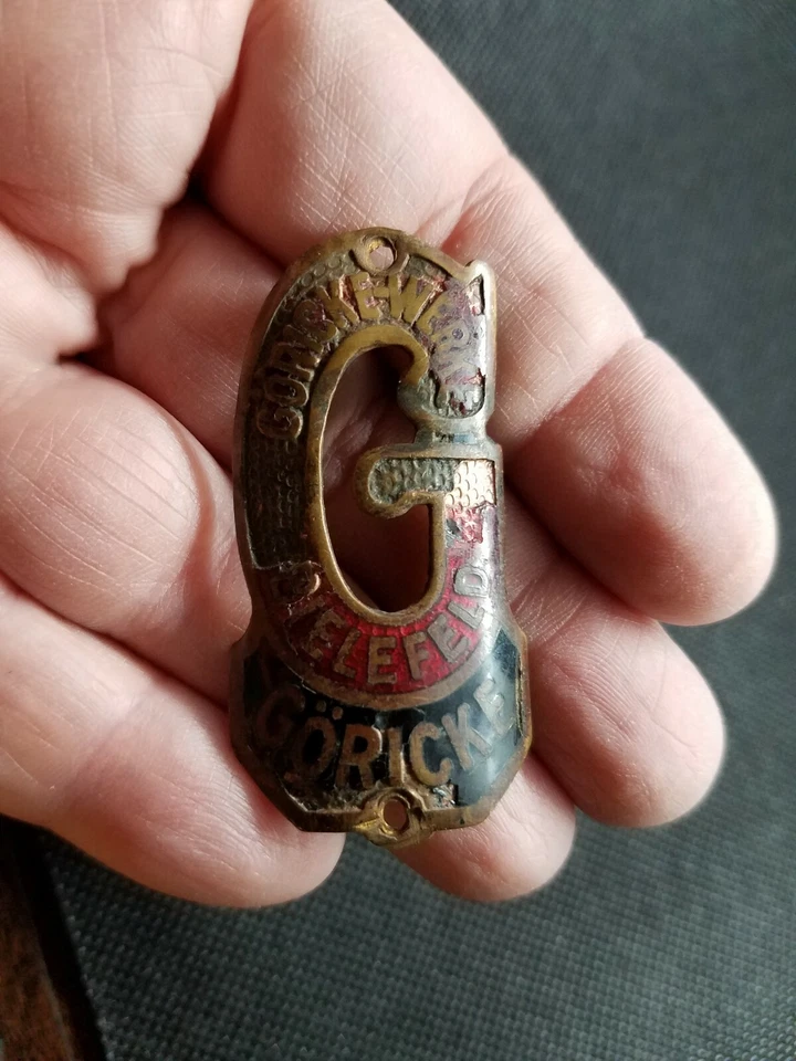 Antiguo emblema insignia cabeza bicicleta bicicleta bicicleta original preguerra GORICKE Foto 4 de 4
