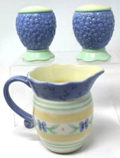 Pfaltzgraff SUMMER BREEZE Salt / Pepper, Cream Pitcher Blue Green Yellow Lot #S3