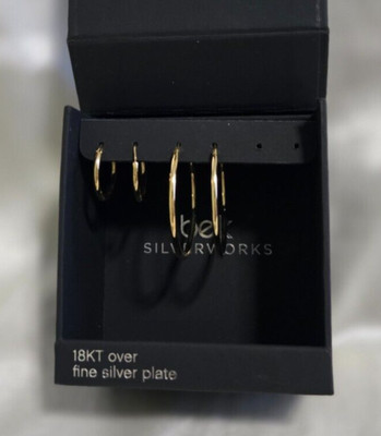 Belk Silverworks Ohrringe 18K über Feinsilberplatte 2 Paar Neu