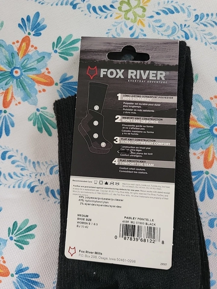 CALCETÍN MUJER FOX RIVER ULTRA LIGERO MECHA SECO NEGRO TALLA MEDIANA NUEVO CON ETIQUETAS Foto 3 de 4