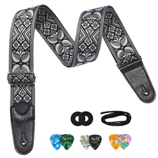 POGOLAB PGS-12 Guitar Strap 2" Wide Adjustable Exquisite Embroidery Patterns