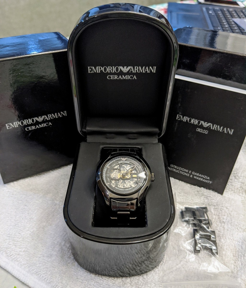 Automatic Emporio Armani Watch MECCANICO AR1427 Ceramic Box