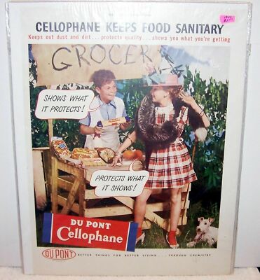 Dupont Cellophane Shows what it protects Protects what is shows 1948 vintage ad