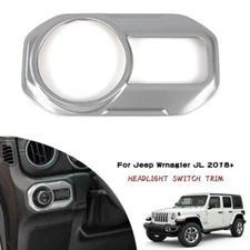 1X Silver Headlight Switch Knob Decor Trim Frame Cover For Jeep Wrangler JL 2018