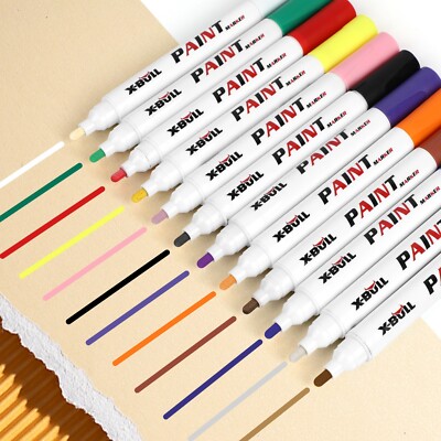 X-BULL 12PCS Waterproof Permanent Paint Marker ArtPen Car Tyre Tire Rubber Metal