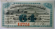 1860 s CONFEDERATE Civil War Era $35 Boston Hartford Erie RAILROAD Coupon Note