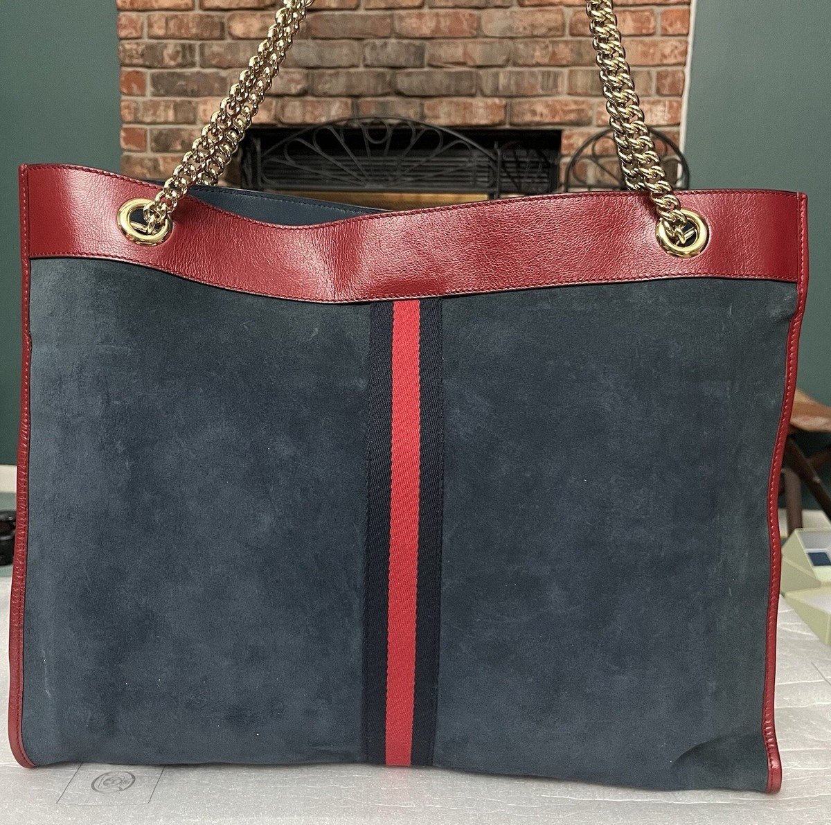 Gucci NEW YORK NY Yankees Rajah Chain Tote Handbag Purse