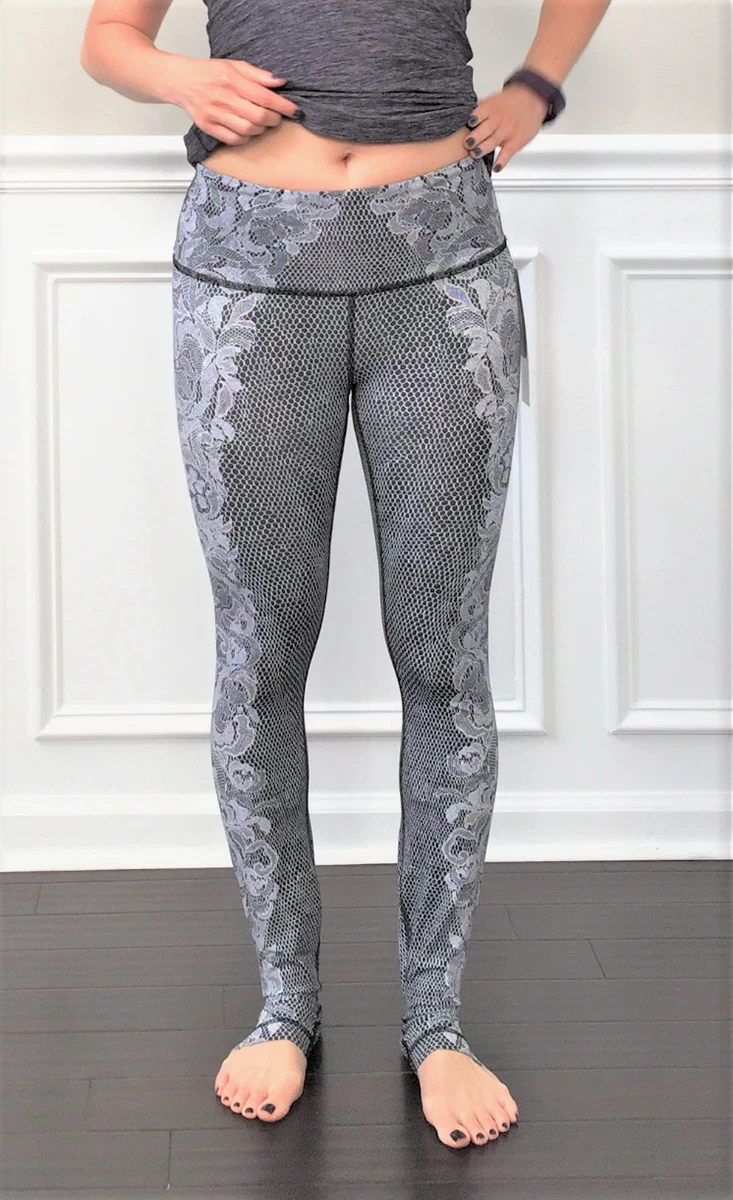 NWT Lululemon Wunder Tight Nulux Size 4 Florence Speed Wunder G White Black  Lace