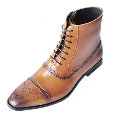 New Men Dress Formal Boots Chelsea Boots Boot Leather Wingtip High Top Shoes UK - Picture 8 of 25