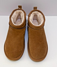 Cushionaire Mini Suede Winter Boots Womens Size 6.5 Chestnut Memory Foam Pull On