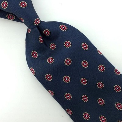 Brooks Brothers Tie 70s Silk Foulard Micro Flowers Blue Red #I24/F True/Vintage