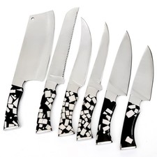 CUSTOM HANDMADE D2 POLISHED 6 PIECES CHEF SET WITH PREMIUM LEATHER CARRYING BAG