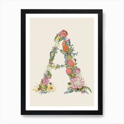 A Oat Alphabet Buchstabe Kunstdruck gerahmt Wandbild Poster Leinwanddruck Bild