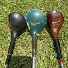 Vintage MacGregor Spalding Lot Of 3 Woods 1, 3 4 Gold Clubs