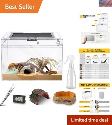 Reptile Terrarium Kit 12'' x 7''x 9'' Spider Tank Starter Tank, Leopard Gecko Ta...