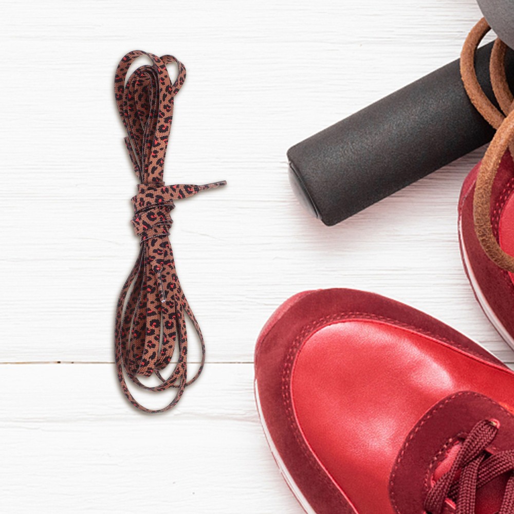 APL 2 Paia Lacci Elasticizzati in Pizzo Leopardato per Scarpe da Ginnastica Stampa Lacci Piatti