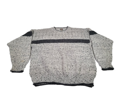 Vintage Midwest Traders Sweater Mens Large Ivory Wool Blend Speckled Pattern 90s