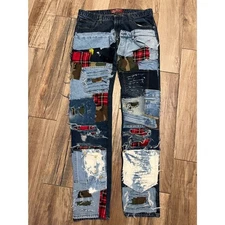 Arizona Denim Jeans Co Patched Embellished Sick Custom Mens Size 34