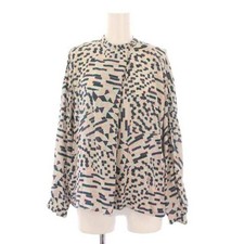Mina Perhonen Light Collage Shirt Blouse Pullover Band Collar Long Sleeve Used 6