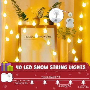 Battery LED String Lights 6M 40 LED Warm White IP65