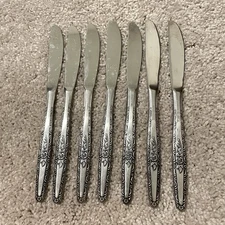 Set of 7 Interpur INR3 Dinner Knives 8.5” Rose Scroll Edge Stainless Steel Japan