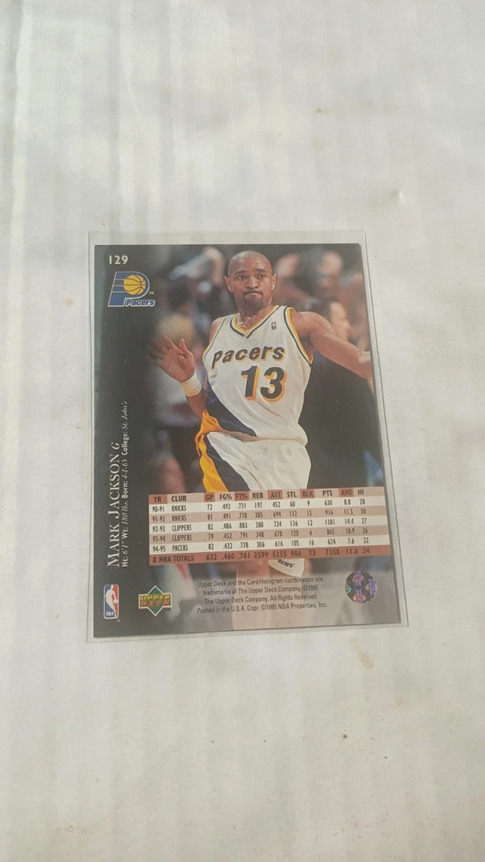 Mark Jackson 1995-96 Upper Deck Electric Court Card #129 Pacers - Image 2 of 2