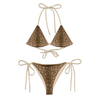 Doe Eyed Darling Deer Print 3D String Bikini Swim