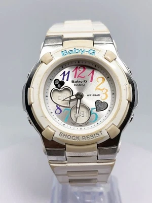 Reloj CASIO Baby-G BGA-116 blanco corazón esfera Ana-Digi para mujer Japón - Imagen 1 de 4