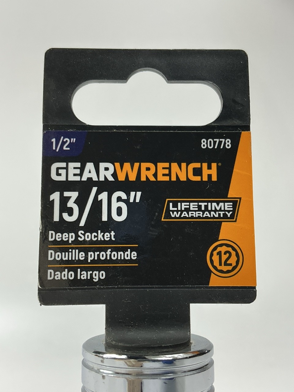 Gearwrench 80778 1/2" Drive 12 Point Deep SAE Socket 13/16"