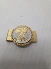 Money Clip Gold Plated Walking Eagle 1945 Liberty Half Dollar Vintage Coin