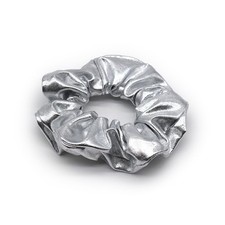 Silver Shiny Soft Elastic Hair Ties Scrunchies Ponytail Bows Bands 2 PCS