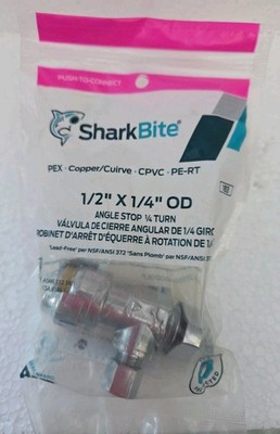 SharkBite Push to Connect Quarter-Turn Angle Stop Valve Chrome Plated 1/2'' X 1/4