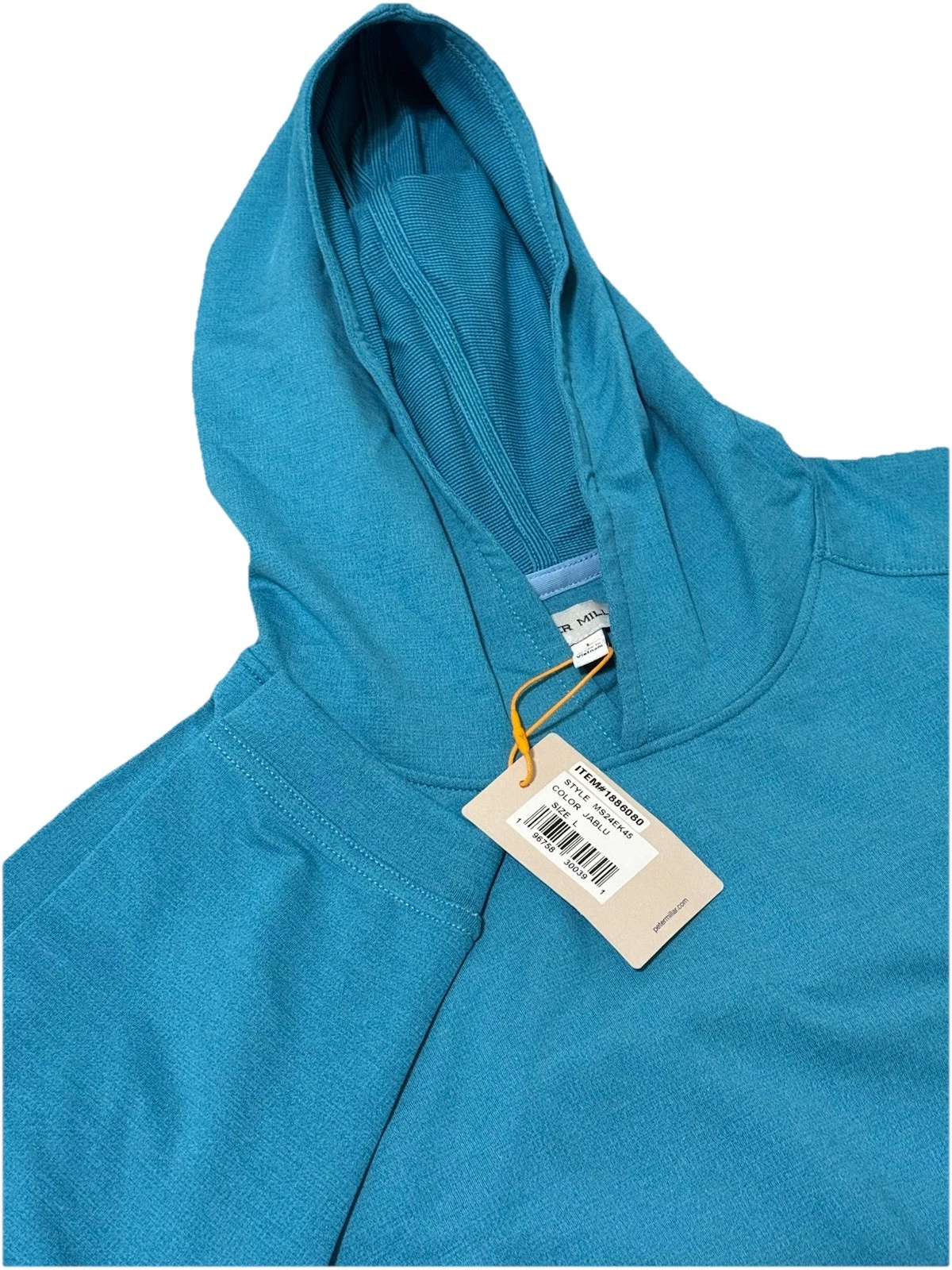 PETER MILLAR CROWN SPORT PERFORMANCE HOODIE JASPER BLUE LARGE MS23EK45 NWT $150