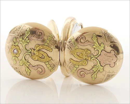 Antique Lady WALTHAM 0s 16j 14k Tri Color Gold Filled Diamond Pocket Watch