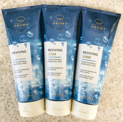 3 Bath & Body Works REVIVING RAIN Body Cream 8oz LOT/SET of 3