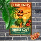 Aloha from Waikiki Vintage Tin Sign 8x12 Hawaii Tropical Metal Wall Art