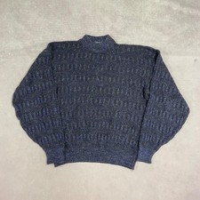 Vintage Knitted Jumper Abstract Patterned Grandad Knit Sweater Men's M