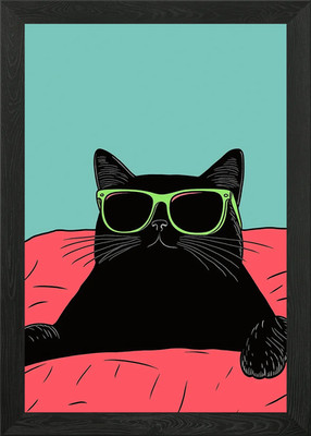 Coole Katze mit Sonnenbrille Illustrati gerahmtes Wandbild Poster Leinwanddruck Bild