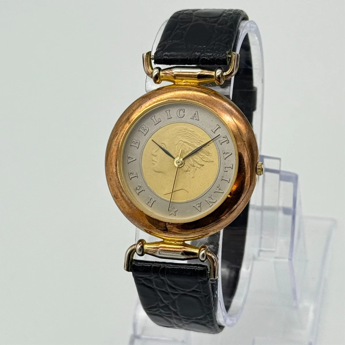 Vintage Becora Womens Watch Gold Tone 20mm MOP Inlay Crystals New Battery 7\