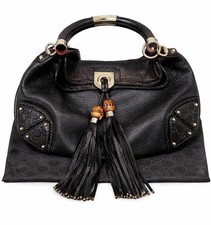 Gucci Indy Borsa Hobo Grande Nera Pelle Bambù Nappa Italia Senza Cinghia