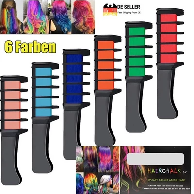 MARKENLOS Haarkreide Kamm Für Kinder Temporäre Haarfarbe Kinder 6 Farben Set für Halloween
