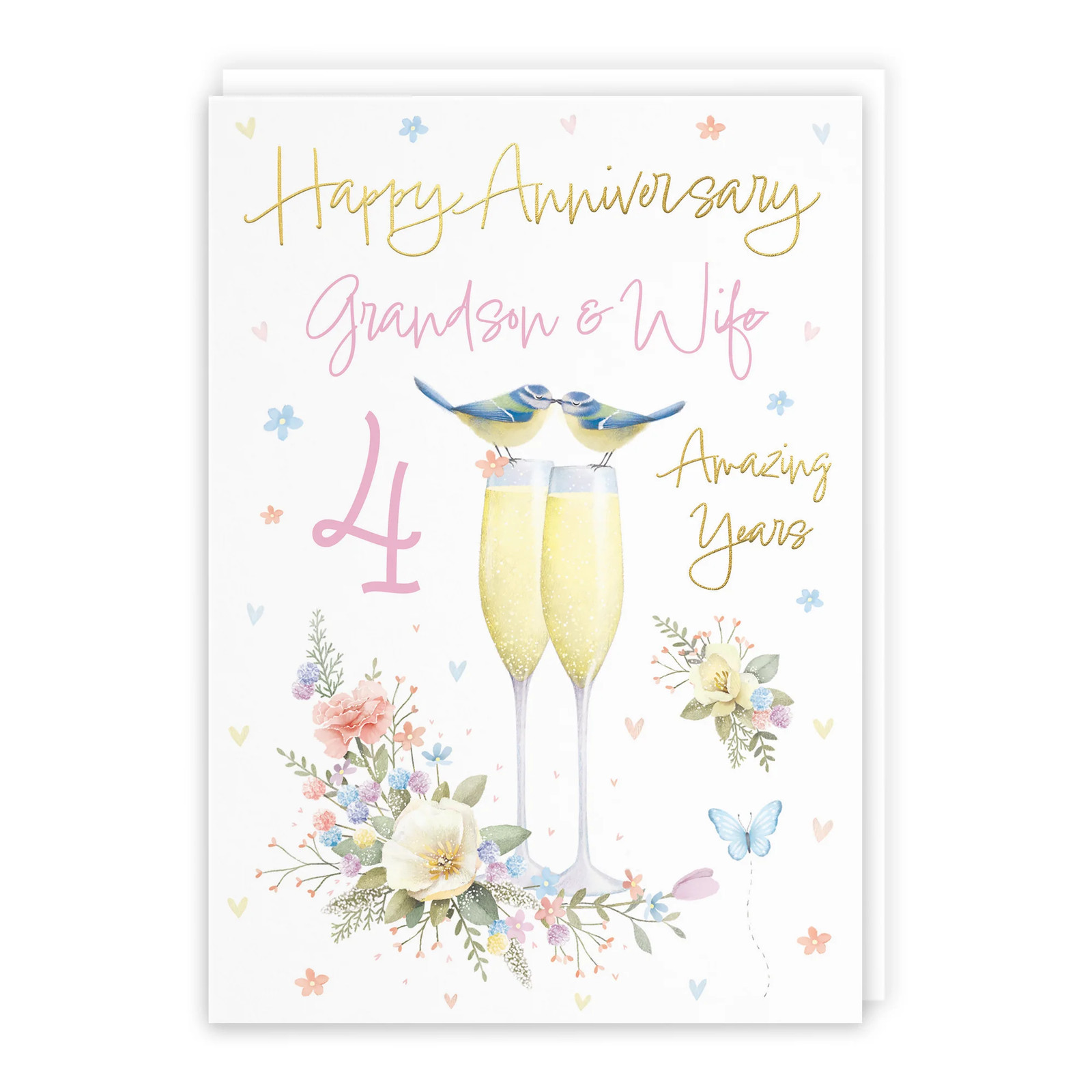 4th Grandson And Wife Anniversary Card Champagne Flutes Milo's Gallery