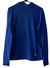 Arc  teryx Women  s Large Royal Blue Pullover Waffle Hooded Fleece Baselayer