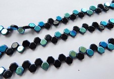 Two Hole Honeycomb Jet AB 30 Beads Czech Glass