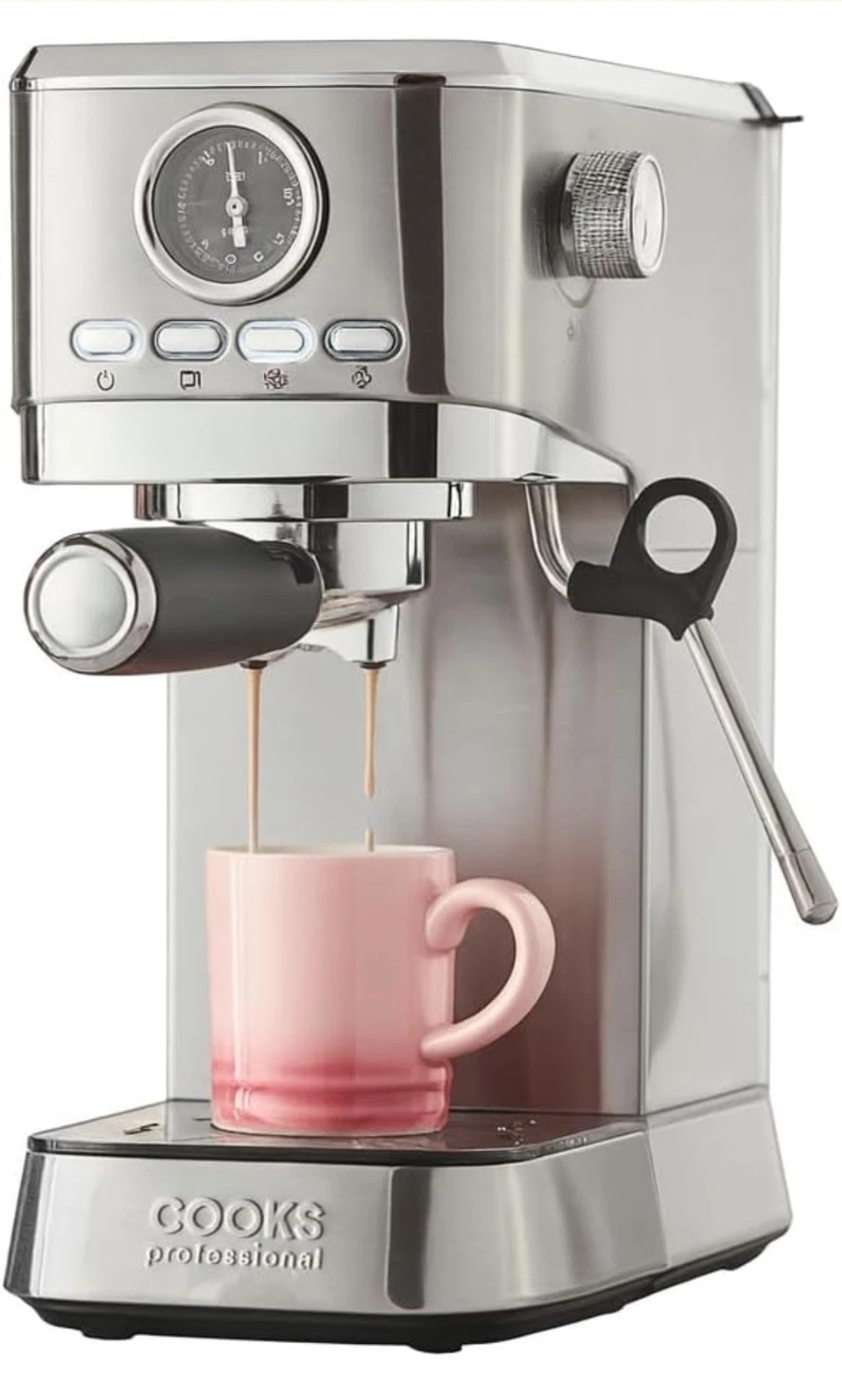 20 Bar Espresso Coffee Machine with Steam Wand, 1L Water Tank & Stainless-Steel