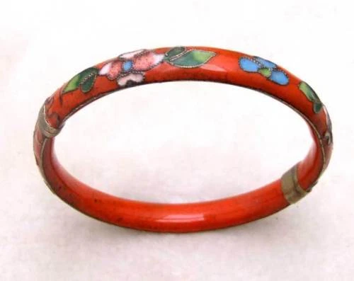 Brazalete brazalete brazalete brazalete esmalte cloisonne rojo hecho a mano para mujer joyería fina bra215 Foto 4 de 4