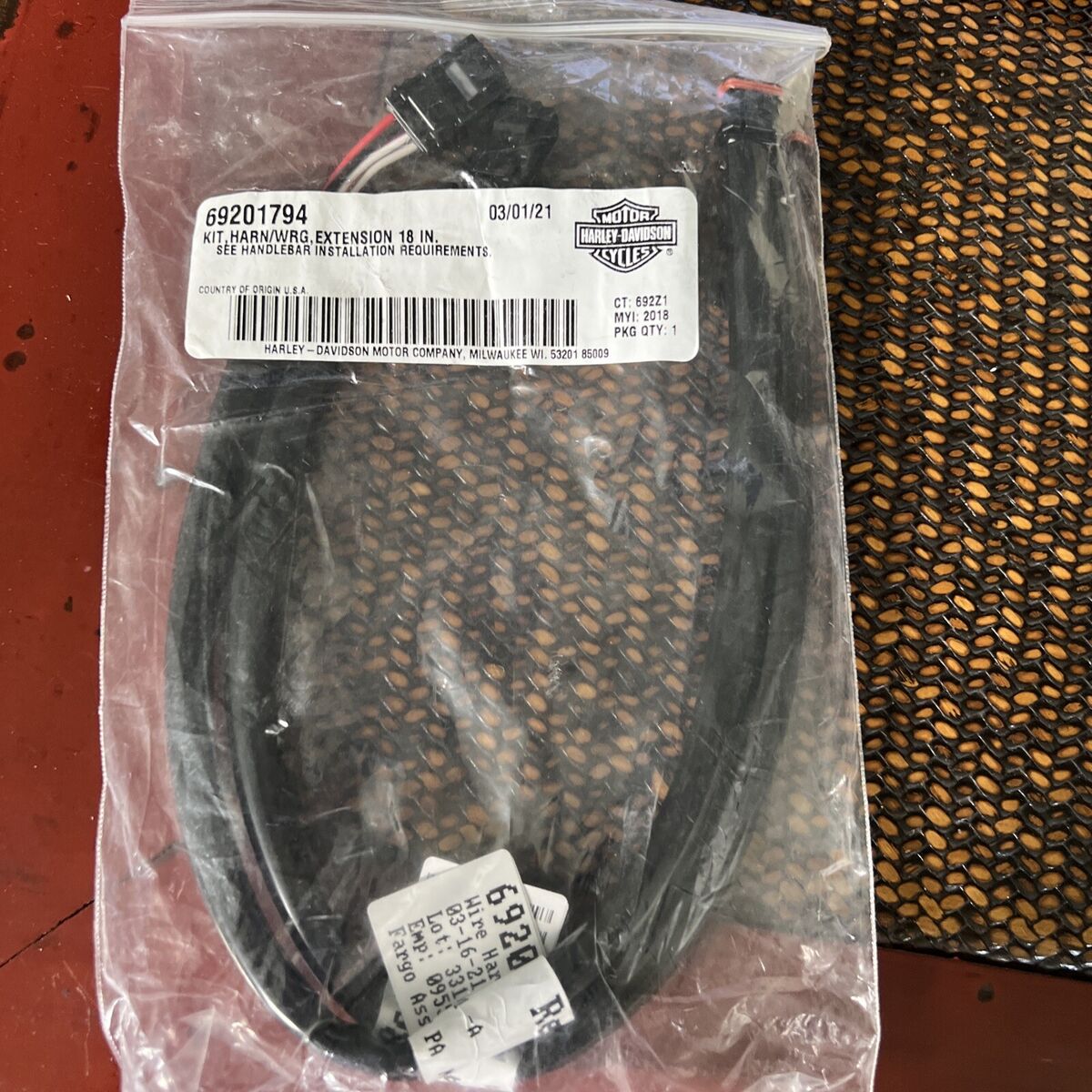 Harley Davidson 69201794 18in Handlebar Switch Wire Harley Davidson 69201794 18in Handlebar Switch Wire