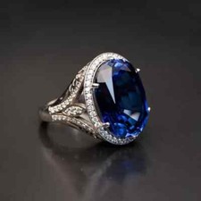 2Ct Oval Lab Created Sapphire Halo Engagement Ring 14k White Gold Plated
