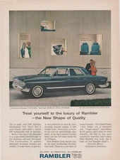 VINTAGE 1963 RAMBLER AMBASSADOR PRINT AD AMC CO. 4DRSD V/8