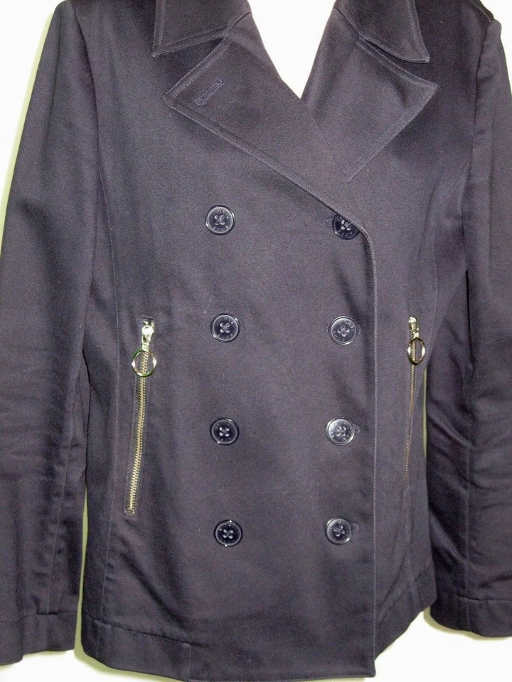 Chaqueta Blazer MICHAEL KORS MK Para Mujer Azul Lona Doble Pecho Trabajo MEDIANA NUEVA SIN ETIQUETAS Foto 2 de 4